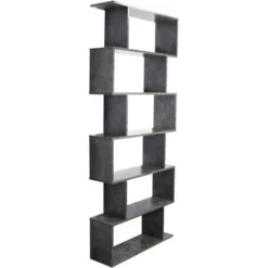 Libreria A Giorno Scaffale A 6 Ripiani Mobile Divisorio Design Moderno Grigio