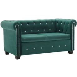 Divano Chesterfield A 2 Posti In Velluto 146x75x72 Cm Verde VidaXL