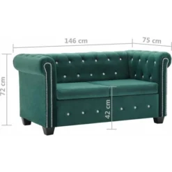 Divano Chesterfield A 2 Posti In Velluto 146x75x72 Cm Verde VidaXL -Negozio al dettaglio VIDAXL || HOMCOM || Songmics 10650246 3
