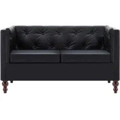 Divano Chesterfield A 2 Posti Rivestito In Similpelle Nero VidaXL