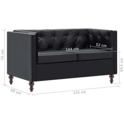 Divano Chesterfield A 2 Posti Rivestito In Similpelle Nero VidaXL -Negozio al dettaglio VIDAXL || HOMCOM || Songmics 11605274 3