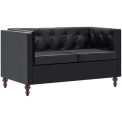 Divano Chesterfield A 2 Posti Rivestito In Similpelle Nero VidaXL -Negozio al dettaglio VIDAXL || HOMCOM || Songmics 11605274 4