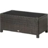 Outsunny Tavolino Da Giardino Esterno Piano In Vetro Temperato 5mm In Rattan, Marrone, 85x50x39cm