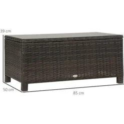 Outsunny Tavolino Da Giardino Esterno Piano In Vetro Temperato 5mm In Rattan, Marrone, 85x50x39cm -Negozio al dettaglio VIDAXL || HOMCOM || Songmics 11608413 3