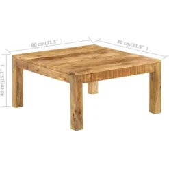 Tavolino Da Caffè In Legno Massello Di Mango 80x80x40cm VidaXL -Negozio al dettaglio VIDAXL || HOMCOM || Songmics 11658922 3