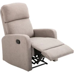 HOMCOM Poltrona Relax Reclinabile Manuale Con Poggiapiedi Portata 125kg Tessuto Di Lino 66 × 95 × 99cm