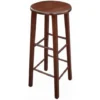 Sgabello Con Seduta Rotonda H 80 Cm In Tinta Noce Scuro Gamba Dritta