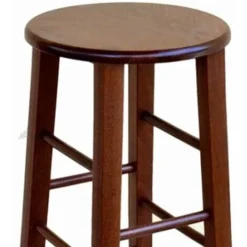 Sgabello Con Seduta Rotonda H 80 Cm In Tinta Noce Scuro Gamba Dritta -Negozio al dettaglio VIDAXL || HOMCOM || Songmics 12557283 5