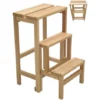 Sgabello Sedia Scala Scaletta Richiudibile In Legno Chiaro Da Interno Naturale Pieghevole