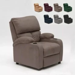 Poltrona Relax Reclinabile Con Poggiapiedi In Microfibra Velluto Laura Colore: Marrone