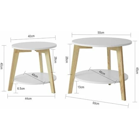 SoBuy Set Di 2 Tavolini Bassi Da Salotto In Legno Massiccio Di Hevea E MDF Con 4 Ripiani Bianco FBT75-W 2 SoBuy Set Di 2 Tavolini Bassi Da Salotto In Legno Massiccio Di Hevea E MDF Con 4 Ripiani Bianco FBT75-W - immagine 2