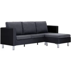 Divano A 3 Posti Con Cuscini Nero In Similpelle VidaXL