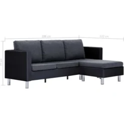 Divano A 3 Posti Con Cuscini Nero In Similpelle VidaXL -Negozio al dettaglio VIDAXL || HOMCOM || Songmics 13649556 3