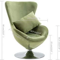 Poltrona A Uovo Girevole Con Cuscino Verde Chiaro In Velluto VidaXL -Negozio al dettaglio VIDAXL || HOMCOM || Songmics 13725140 3