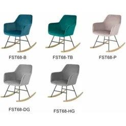 SoBuy Sedia A Dondolo Poltrona Relax Design Carico Massimo: 150 Kg In Velluto, Gambe In Ferro E Legno Massello Di Faggio Rosa FST68-P -Negozio al dettaglio VIDAXL || HOMCOM || Songmics 14144952 5