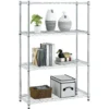 Scaffale 4 Ripiani In Acciaio Inox Cromato Mobile Libreria Multiuso 90x35x137cm