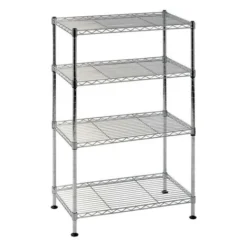 Scaffale 4 Ripiani In Acciaio Inox Cromato Mobile Libreria Multiuso 90x35x137cm -Negozio al dettaglio VIDAXL || HOMCOM || Songmics 14218069 5