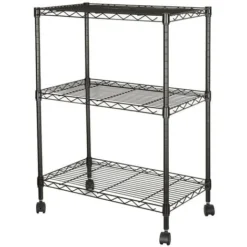Scaffale 3 Ripiani Acciaio Mobile Libreria Multiuso 4 Ruote 60x35x81 Cromo Nero -Negozio al dettaglio VIDAXL || HOMCOM || Songmics 14218088 4