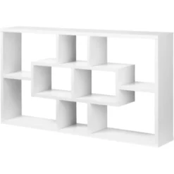 Homcom Moderna Libreria A Parete In Legno Bianco 85 X 47.5 X 14.5 Cm
