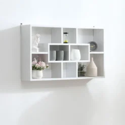 Homcom Moderna Libreria A Parete In Legno Bianco 85 X 47.5 X 14.5 Cm -Negozio al dettaglio VIDAXL || HOMCOM || Songmics 14344664 5