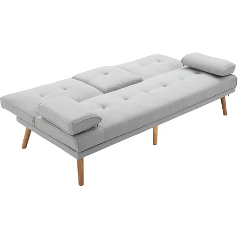 Homcom Divano Letto Con Tavolino A Ribalta E Piedini In Legno Massello Grigio 4 Homcom Divano Letto Con Tavolino A Ribalta E Piedini In Legno Massello Grigio - immagine 4