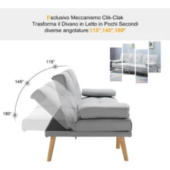 Homcom Divano Letto Con Tavolino A Ribalta E Piedini In Legno Massello Grigio 9 Homcom Divano Letto Con Tavolino A Ribalta E Piedini In Legno Massello Grigio -Negozio al dettaglio VIDAXL || HOMCOM || Songmics 14344731 5