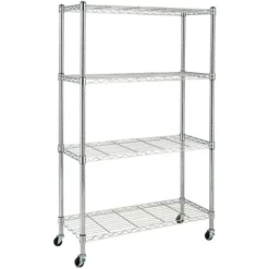 Scaffale 4 Ripiani Acciaio Cromato Mobile Libreria Multiuso 4 Ruote 90x35x143cm 8 Scaffale 4 Ripiani Acciaio Cromato Mobile Libreria Multiuso 4 Ruote 90x35x143cm -Negozio al dettaglio VIDAXL || HOMCOM || Songmics 14351984 4