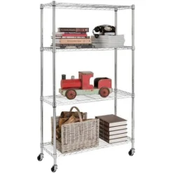 Scaffale 4 Ripiani Acciaio Cromato Mobile Libreria Multiuso 4 Ruote 90x35x143cm 9 Scaffale 4 Ripiani Acciaio Cromato Mobile Libreria Multiuso 4 Ruote 90x35x143cm -Negozio al dettaglio VIDAXL || HOMCOM || Songmics 14351984 5