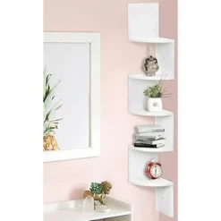 Libreria Scaffale Mensole Parete Angolare Moderna 5 Ripiani Ad Angolo Bianco -Negozio al dettaglio VIDAXL || HOMCOM || Songmics 14766324 4
