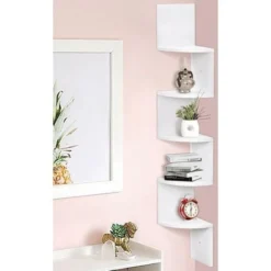 Libreria Scaffale Mensole Parete Angolare Moderna 5 Ripiani Ad Angolo Bianco -Negozio al dettaglio VIDAXL || HOMCOM || Songmics 14766324 5