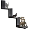 Mensola Parete Moderna Design Zig Zag Mensole Muro Scaffale 3 Ripiani Nero
