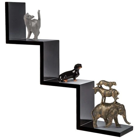 Mensola Parete Moderna Design Zig Zag Mensole Muro Scaffale 3 Ripiani Nero 1 Mensola Parete Moderna Design Zig Zag Mensole Muro Scaffale 3 Ripiani Nero