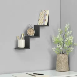 Mensola Parete Moderna Design Zig Zag Mensole Muro Scaffale 3 Ripiani Nero 7 Mensola Parete Moderna Design Zig Zag Mensole Muro Scaffale 3 Ripiani Nero -Negozio al dettaglio VIDAXL || HOMCOM || Songmics 14766332 3