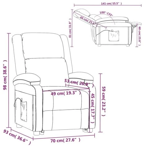 Poltrona Massaggiante Crema In Tessuto VidaXL 3 Poltrona Massaggiante Crema In Tessuto VidaXL - immagine 3