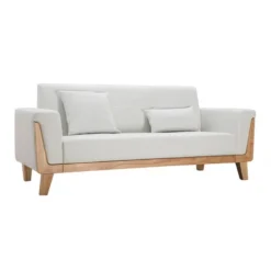 Divano Design 3 Posti Bianco Piedi In Legno FJORD -Negozio al dettaglio VIDAXL || HOMCOM || Songmics 15071900 3