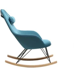Poltrona Relax - Sedia A Dondolo Tessuto Blu Petrolio Gambe In Metallo E Frassino - JHENE -Negozio al dettaglio VIDAXL || HOMCOM || Songmics 15071995 4
