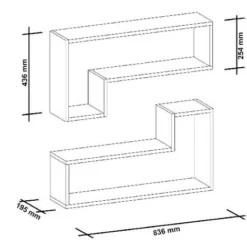 Set 2 Mensola Ozy Da Parete Componibile, Ripiano, Porta Libri - Da Salotto, Ufficio - Noce In Legno, 83,6 X 19,5 X 43,6 Cm -Negozio al dettaglio VIDAXL || HOMCOM || Songmics 15240612 5