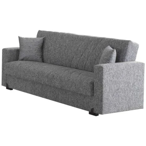 Divano Letto 3 Posti Mali In Tessuto Grigio Con Cassettone, 212x83x74 Cm 1 Divano Letto 3 Posti Mali In Tessuto Grigio Con Cassettone, 212x83x74 Cm