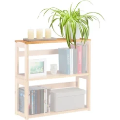 Relaxdays Scaffale Di Chiusura In Bambù Naturale, Stabile E Resistente, DIY, LxP: 60 X 20 Cm, Legno Naturale