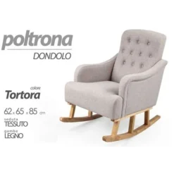 Poltrona A Dondolo Tortora Arredo Chic Cm 62 X 65 X 85