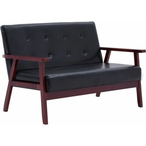 Divano A 2 Posti Nero In Similpelle VidaXL 1 Divano A 2 Posti Nero In Similpelle VidaXL