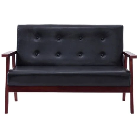 Divano A 2 Posti Nero In Similpelle VidaXL 4 Divano A 2 Posti Nero In Similpelle VidaXL - immagine 4