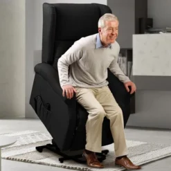 Poltrona Alzapersona Elettrica Motorizzata Reclinabile Ecopelle Nero Per Anziani -Negozio al dettaglio VIDAXL || HOMCOM || Songmics 15769966 4