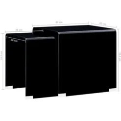 Tavolini Ad Incastro 2pz Nero 42x42x41,5cm In Vetro Temperato VidaXL -Negozio al dettaglio VIDAXL || HOMCOM || Songmics 15770977 3