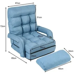 Poltrona Divano, Sedia Da Terra Con Braccioli E Cuscino, 5 Livelli Regolabili, Multifunzione E Pieghevole, 173 X 69 X 12 Cm, Bianco/Rosso/Blu (Blu) -Negozio al dettaglio VIDAXL || HOMCOM || Songmics 15820076 5