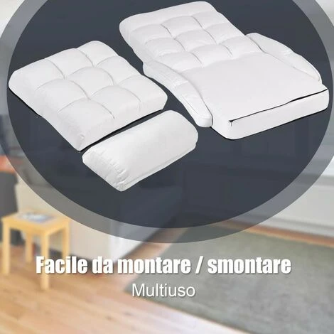 Poltrona Divano, Sedia Da Terra Con Braccioli E Cuscino, 5 Livelli Regolabili, Multifunzione E Pieghevole, 173 X 69 X 12 Cm, Bianco/Rosso/Blu (Bianco) 3 Poltrona Divano, Sedia Da Terra Con Braccioli E Cuscino, 5 Livelli Regolabili, Multifunzione E Pieghevole, 173 X 69 X 12 Cm, Bianco/Rosso/Blu (Bianco) - immagine 3