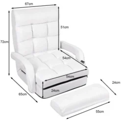 Poltrona Divano, Sedia Da Terra Con Braccioli E Cuscino, 5 Livelli Regolabili, Multifunzione E Pieghevole, 173 X 69 X 12 Cm, Bianco/Rosso/Blu (Bianco) 7 Poltrona Divano, Sedia Da Terra Con Braccioli E Cuscino, 5 Livelli Regolabili, Multifunzione E Pieghevole, 173 X 69 X 12 Cm, Bianco/Rosso/Blu (Bianco) -Negozio al dettaglio VIDAXL || HOMCOM || Songmics 15820081 4