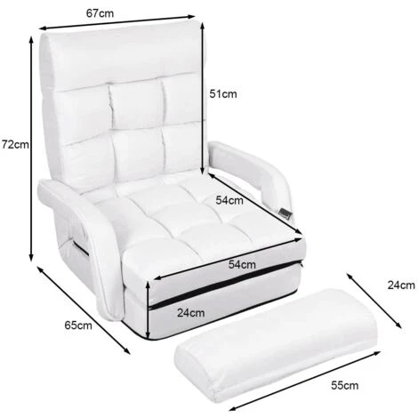Poltrona Divano, Sedia Da Terra Con Braccioli E Cuscino, 5 Livelli Regolabili, Multifunzione E Pieghevole, 173 X 69 X 12 Cm, Bianco/Rosso/Blu (Bianco) 4 Poltrona Divano, Sedia Da Terra Con Braccioli E Cuscino, 5 Livelli Regolabili, Multifunzione E Pieghevole, 173 X 69 X 12 Cm, Bianco/Rosso/Blu (Bianco) - immagine 4