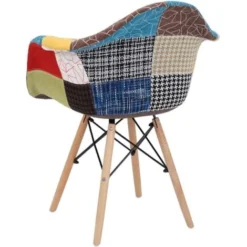 Sedia Poltroncina PATCHWORK Con Gambe In Faggio 1 PEZZO -Negozio al dettaglio VIDAXL || HOMCOM || Songmics 15890813 3
