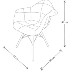 Sedia Poltroncina PATCHWORK Con Gambe In Faggio 1 PEZZO -Negozio al dettaglio VIDAXL || HOMCOM || Songmics 15890813 4